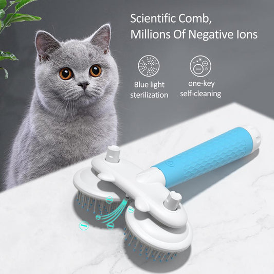 Self cleaning grooming brush for cats and dogs