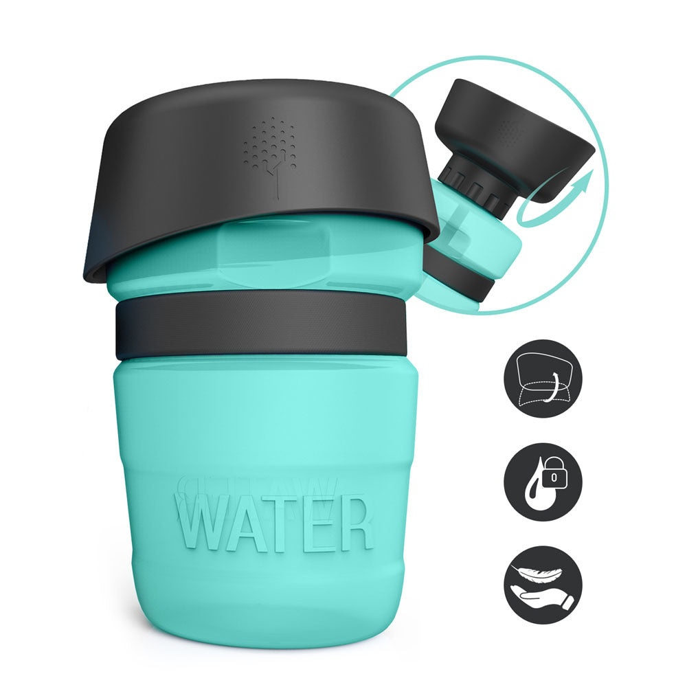Travel dog water bottle for outdoor walks and trips