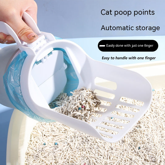 Cat litter scoop with holder and refill bags