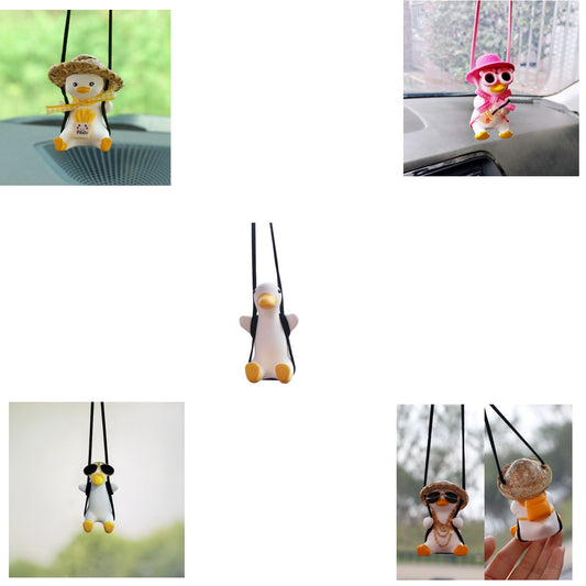 Cute anime duck car rearview mirror hanging pendant ornament