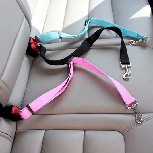 Adjustable pet car seat belt harness lead clip for dogs and cats