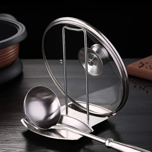 Detachable Pan Cover Shelf Spatula Holder Spoon Stand