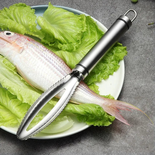 Stainless steel fish scaler scraper removing fish scales for fast fish cleaning