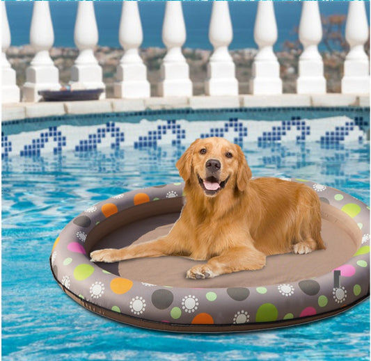 Inflatable dog pool float bed for swimming