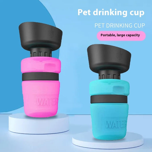 Portable dog water bottle with foldable drinking cup