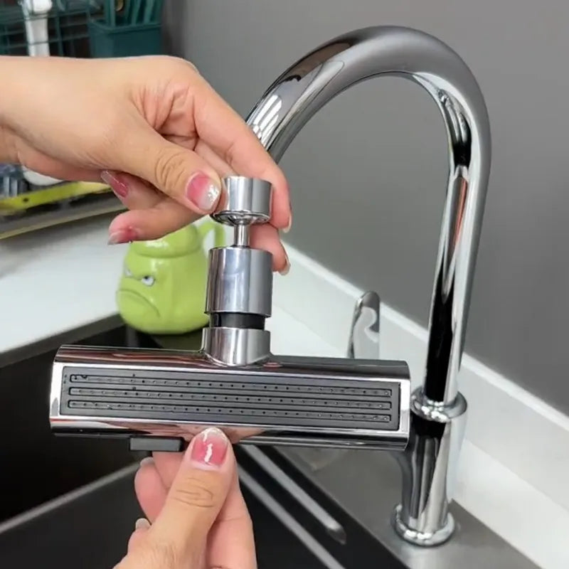 Splash proof kitchen faucet extender with waterfall water outlet and 360 degree rotation
