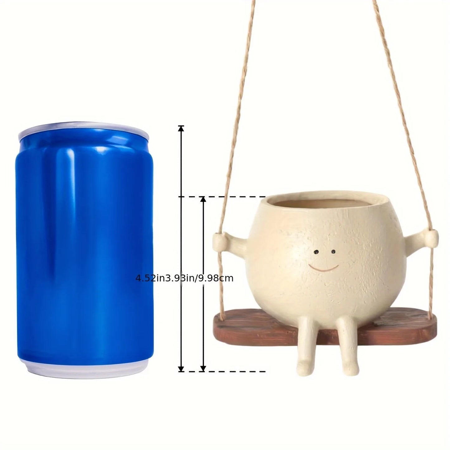 Cute smiling face resin hanging planter pot rustic succulent plant holder for indoor outdoor garden balcony patio home decor