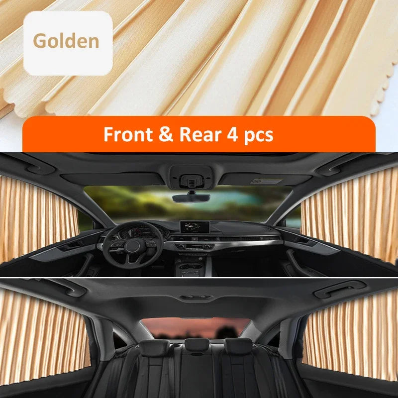 2PCS magnetic car window sunshade curtain for UV protection and privacy
