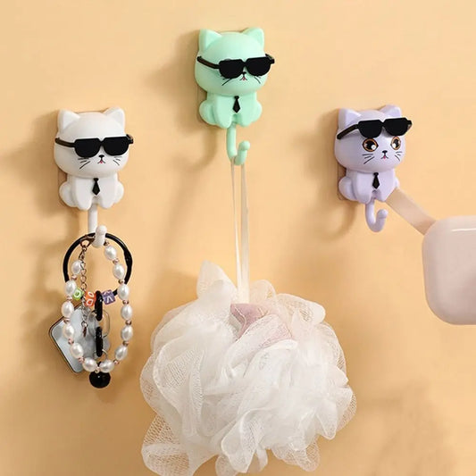 Cute cartoon cat waterproof wall hooks for keys and home decoration
