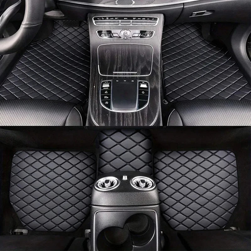 PU leather waterproof dust-proof car floor mat set for auto interior protection
