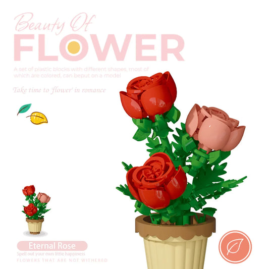 mini flower building block set with colorful potted plant designs micro self locking bricks DIY home desk decor toy gift