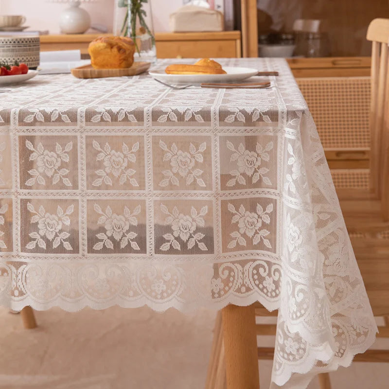 1pcs Rectangular Cut-Out Tablecloth With Bright Silk Thread