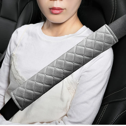 Solid color Short plush shoulder guard for car seat belts