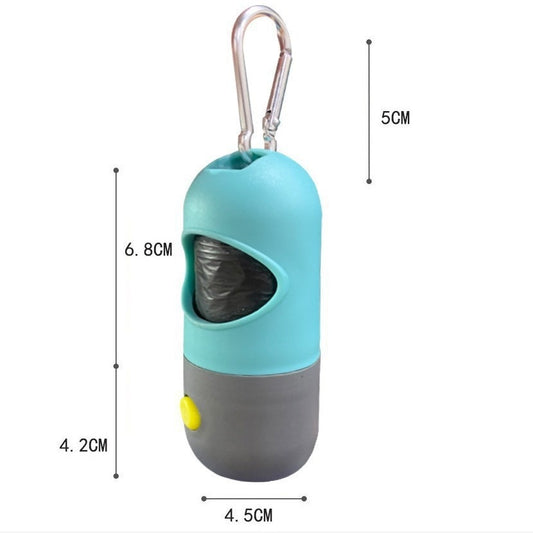 LED dog waste bag dispenser with poop scooper