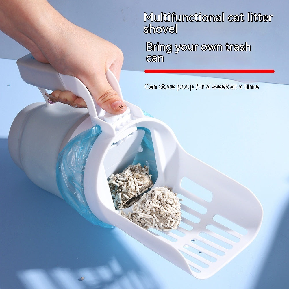 Cat litter scoop with holder and refill bags