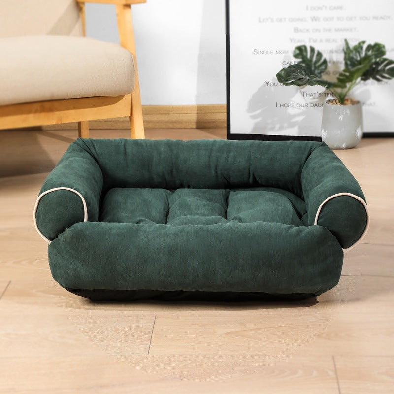 Soft plush pet sofa bed with padded support