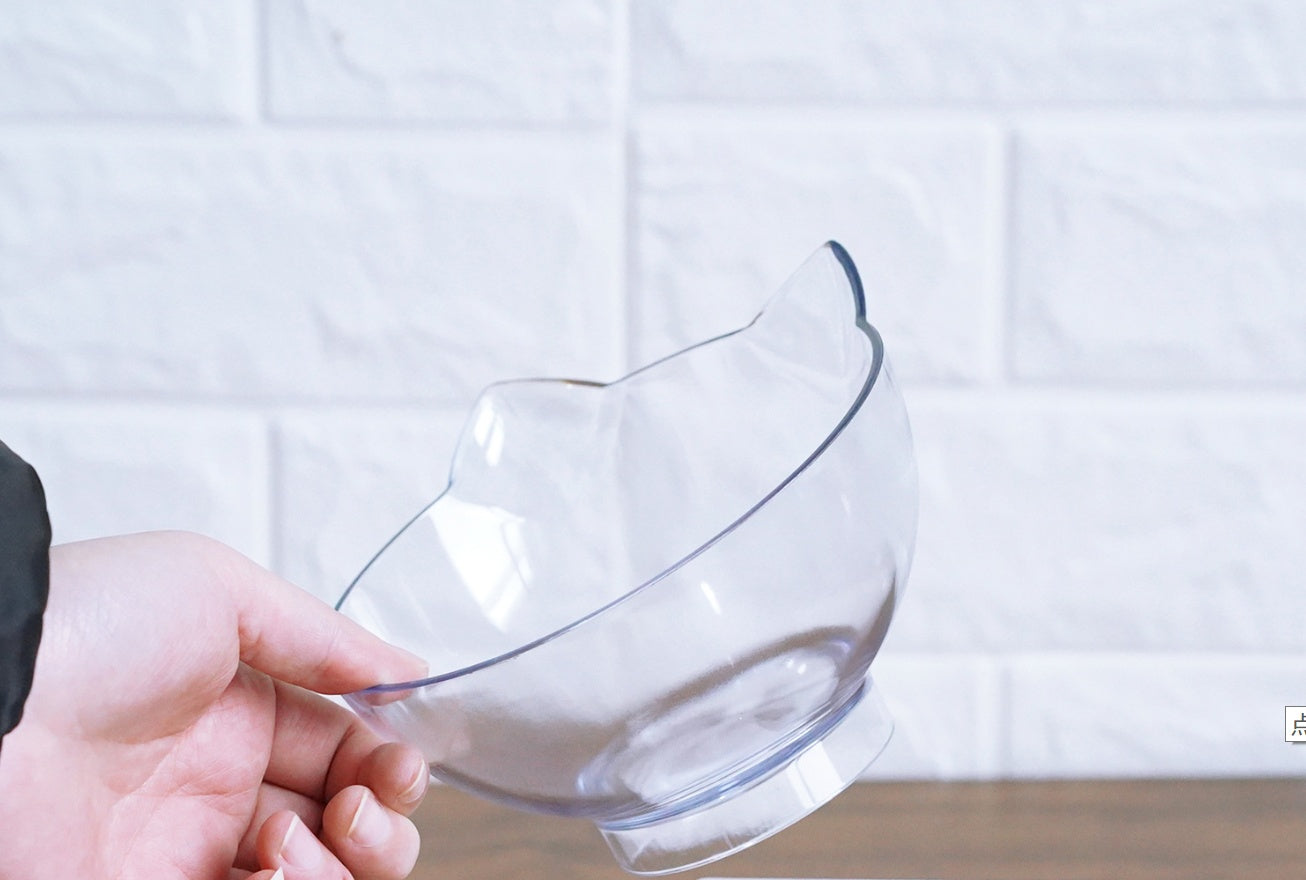Elevated tilted cat bowl for food and water