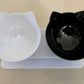 Elevated tilted cat bowl for food and water