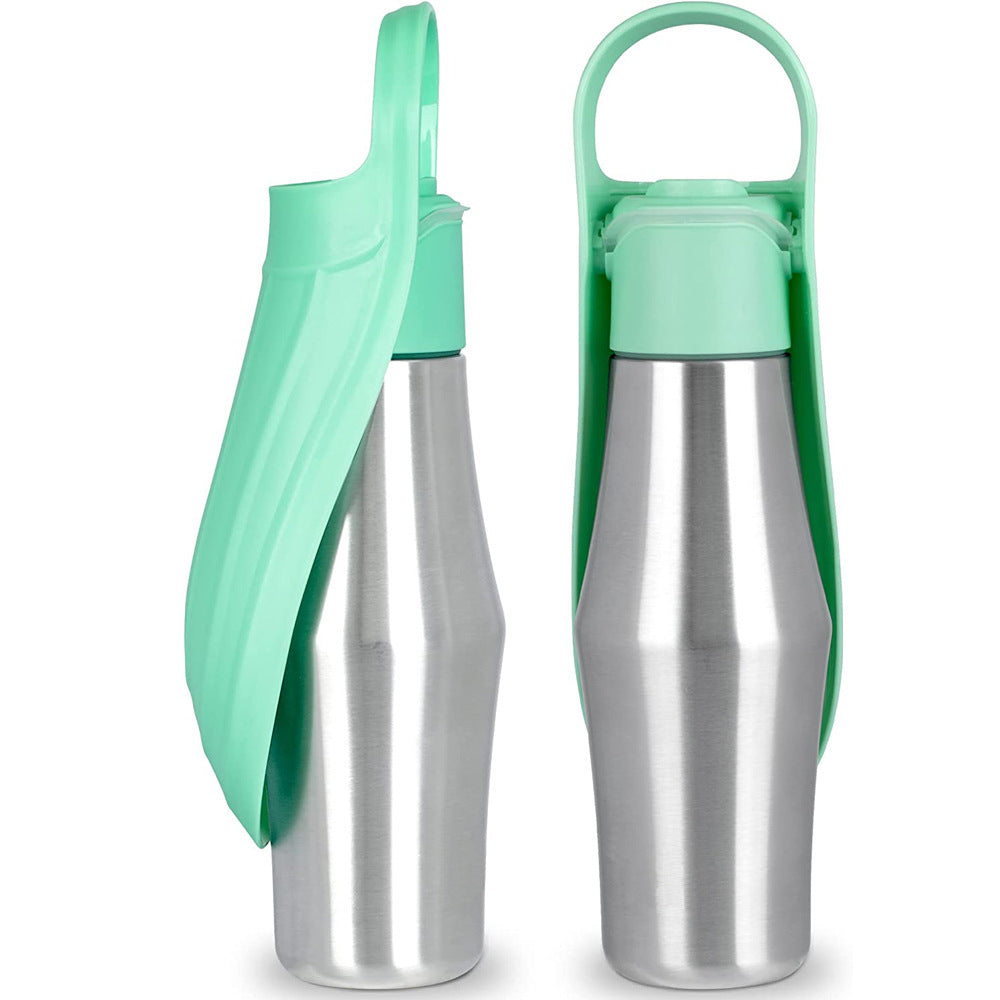 Portable dog water bottle with silicone drinking bowl