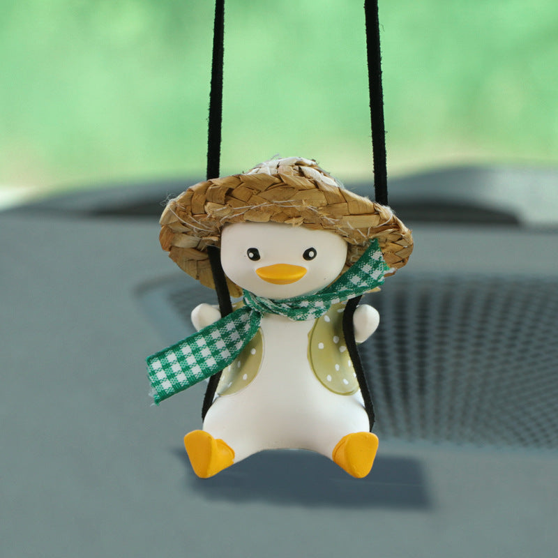 Cute anime duck car rearview mirror hanging pendant ornament