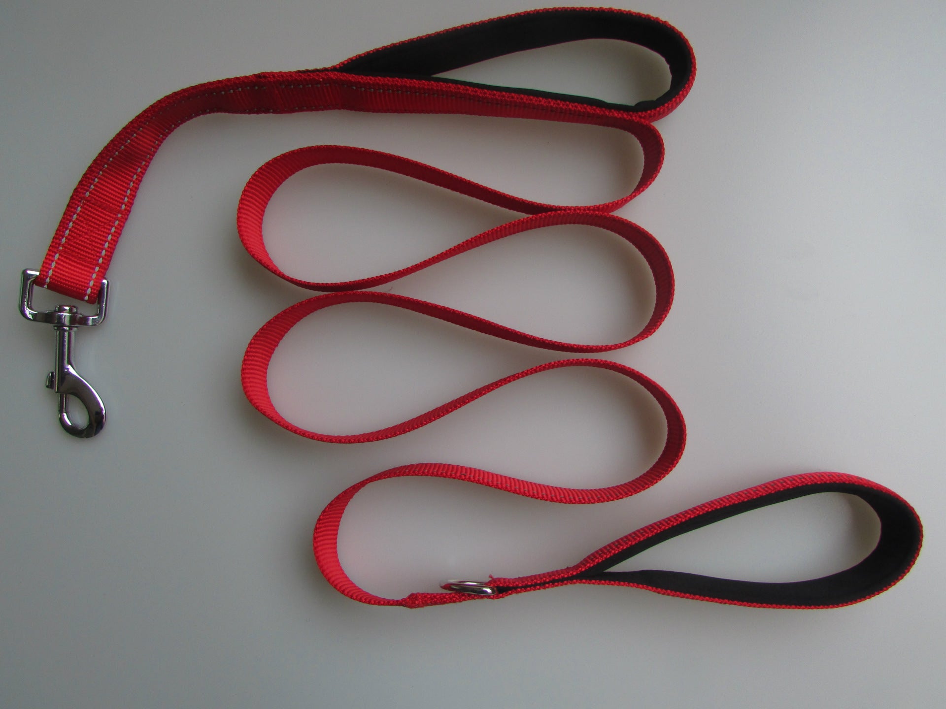 Reflective dog leash with two handles