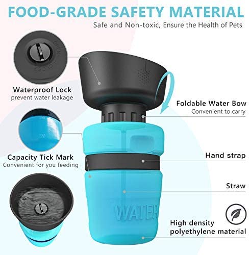Portable dog water bottle with foldable drinking cup