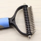 Double-sided dog dematting comb for long hair
