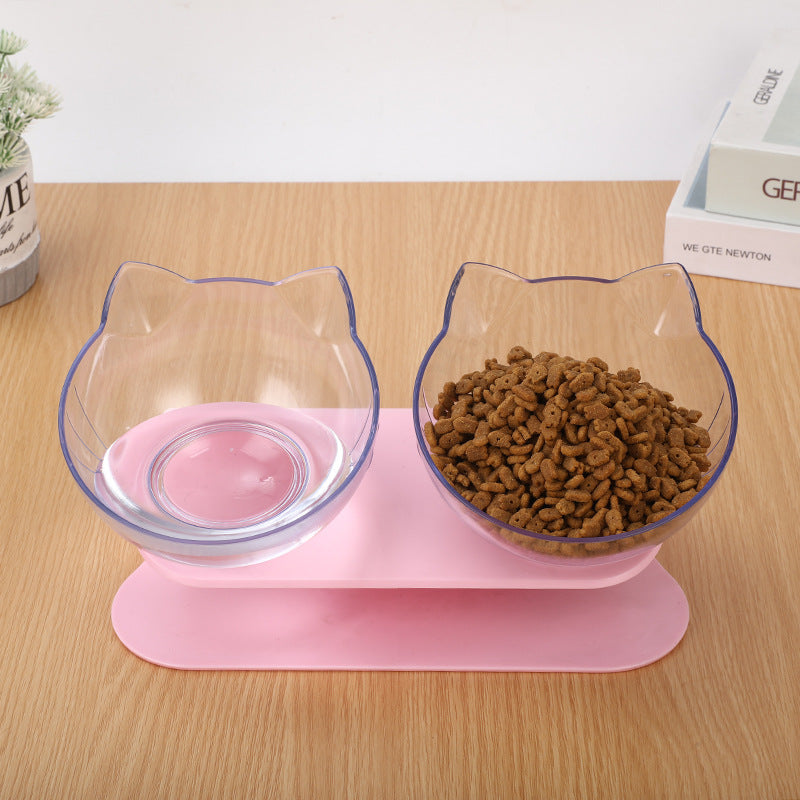 Transparent cat ear pet bowl with raised base
