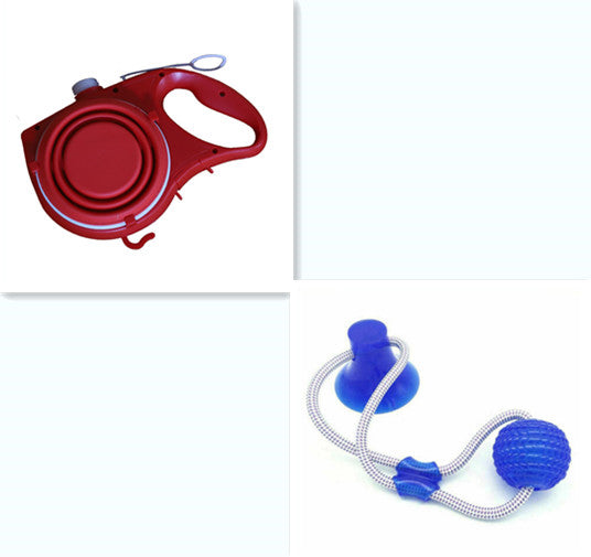 Dog walking leash with built-in water cup