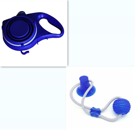 Dog walking leash with built-in water cup