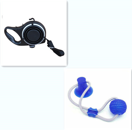 Portable dog leash with water bottle and cup