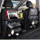 PU leather waterproof car seat back organizer with tray and storage pockets