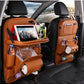 PU leather waterproof car seat back organizer with tray and storage pockets