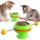 Rotatable catnip cat toy with suction cup base