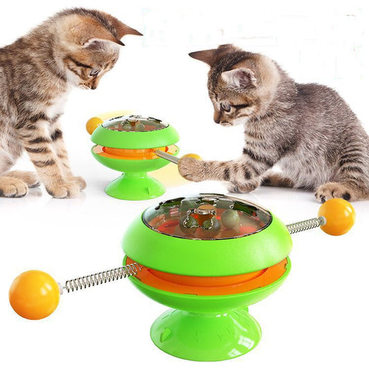 Rotatable catnip cat toy with suction cup base