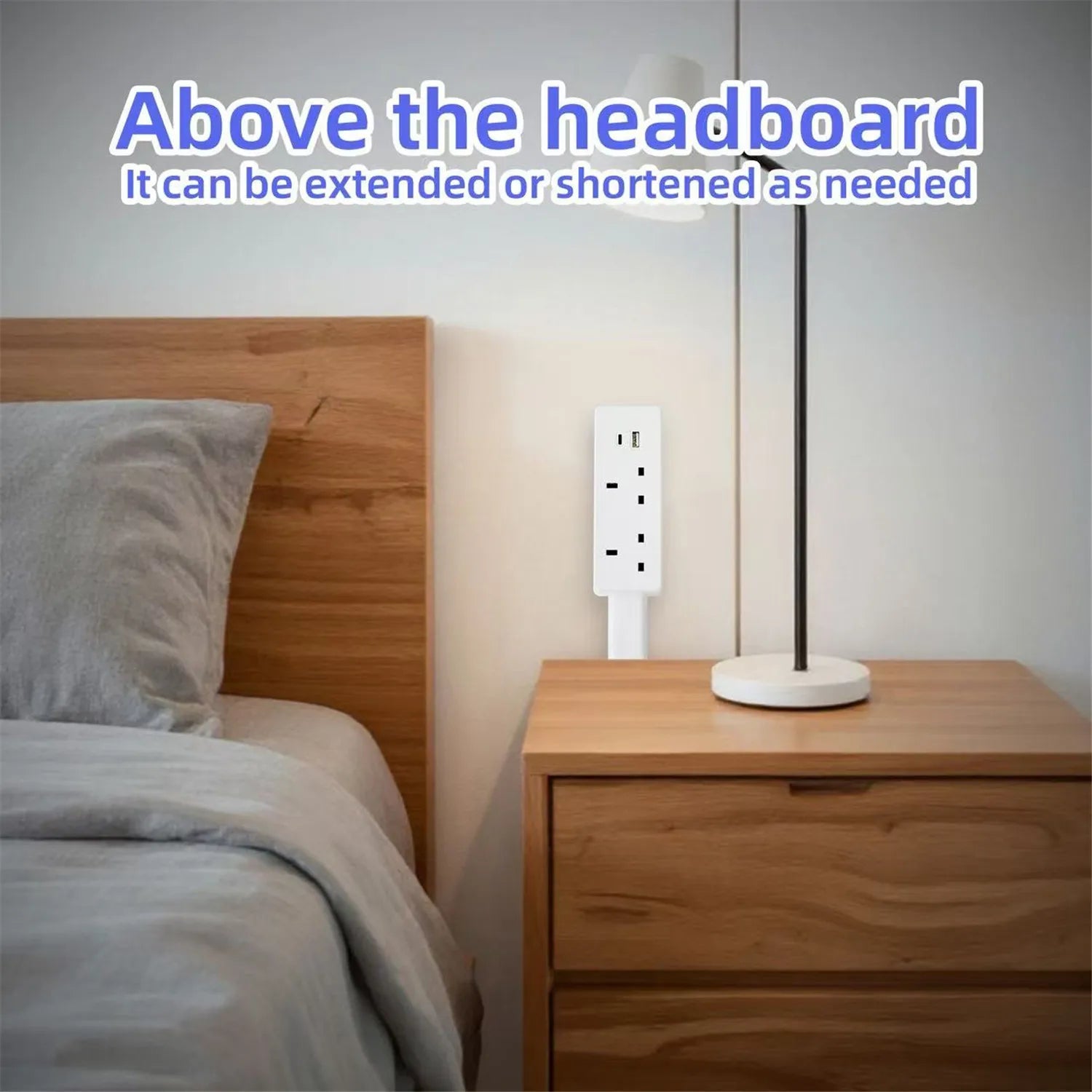 180 degree rotating power outlet extender with USB-A USB-C and 3 AC outlets