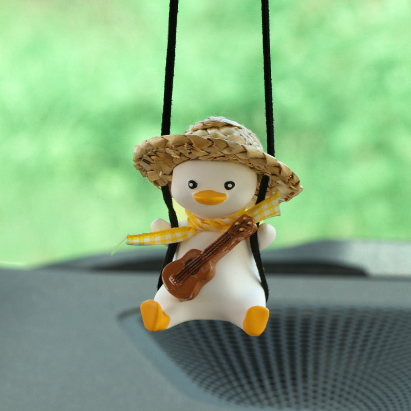 Cute anime duck car rearview mirror hanging pendant ornament