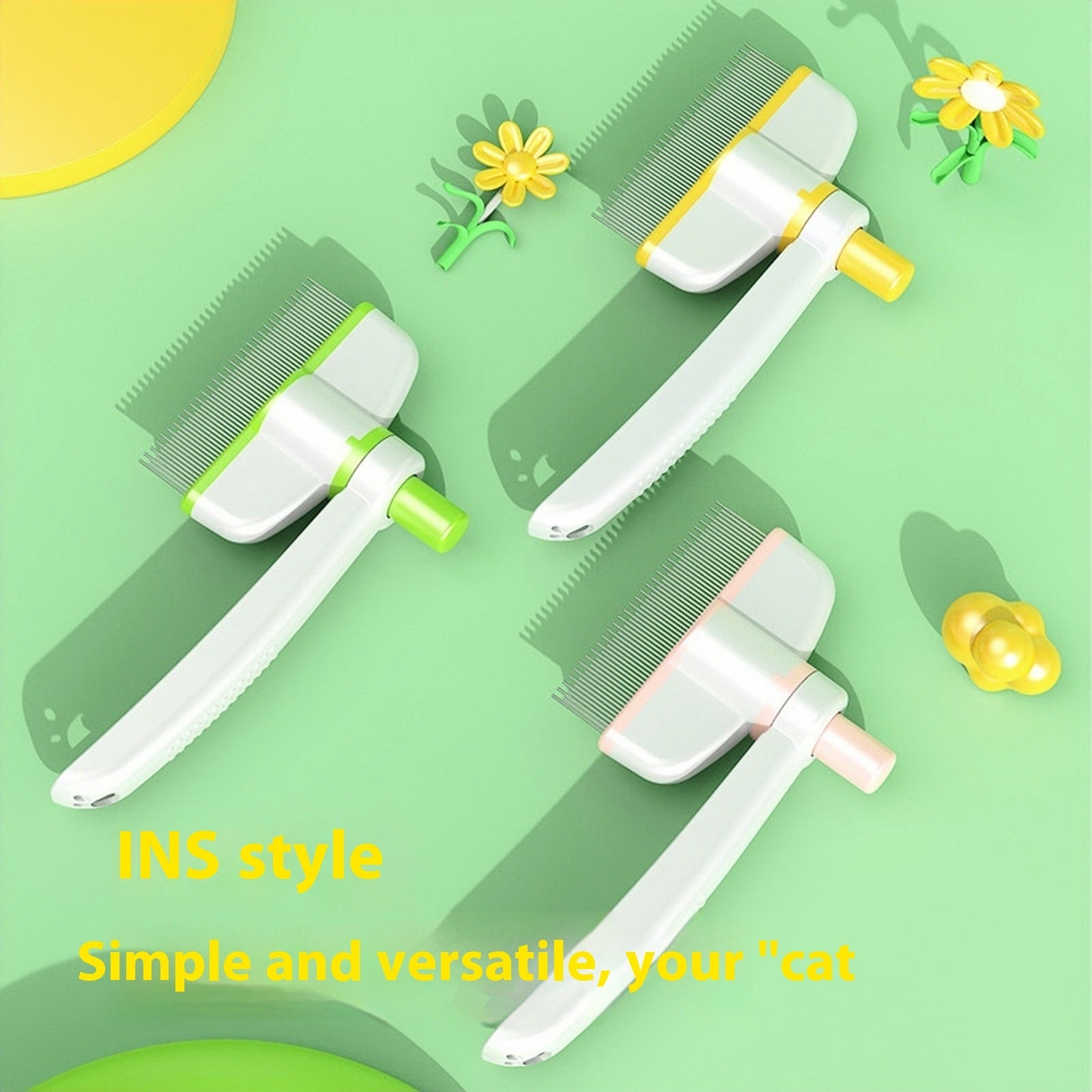 Self-cleaning cat comb for loose hair removal