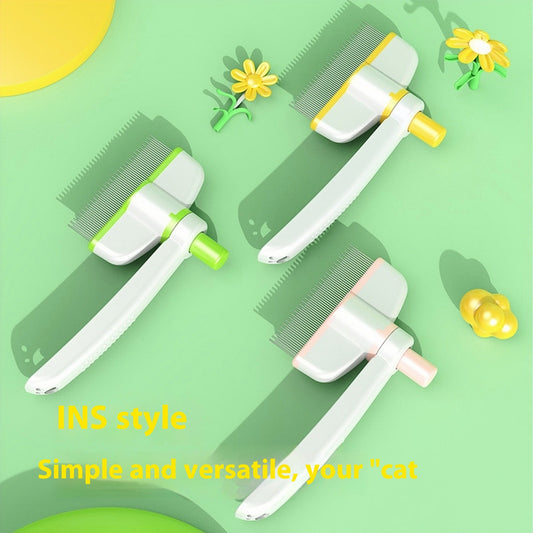 Self-cleaning cat comb for loose hair removal
