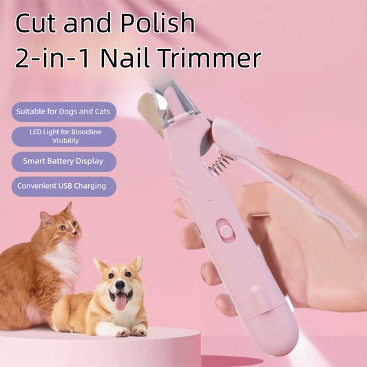 2-in-1 pet nail clipper with LED light