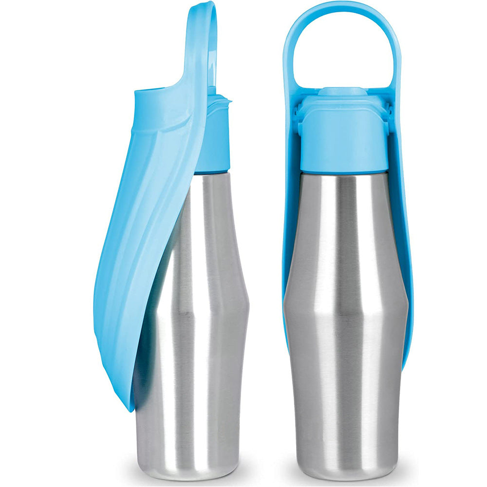 Portable dog water bottle with silicone drinking bowl