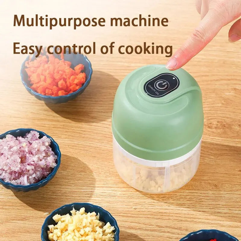 250ML USB rechargeable mini electric garlic chopper vegetable cutter for kitchen food preparation