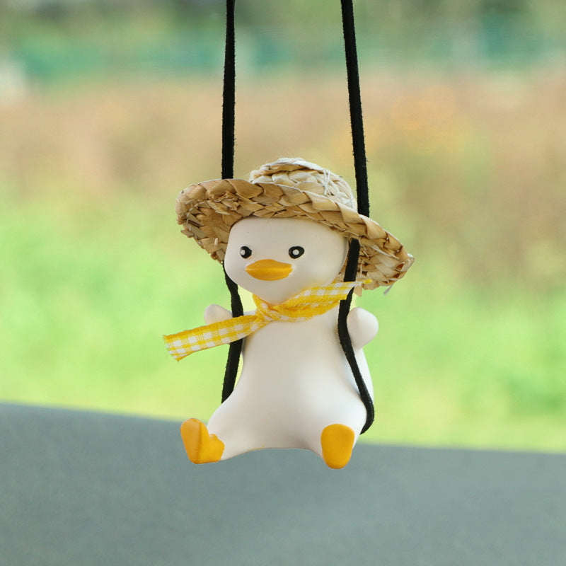 Cute anime duck car rearview mirror hanging pendant ornament