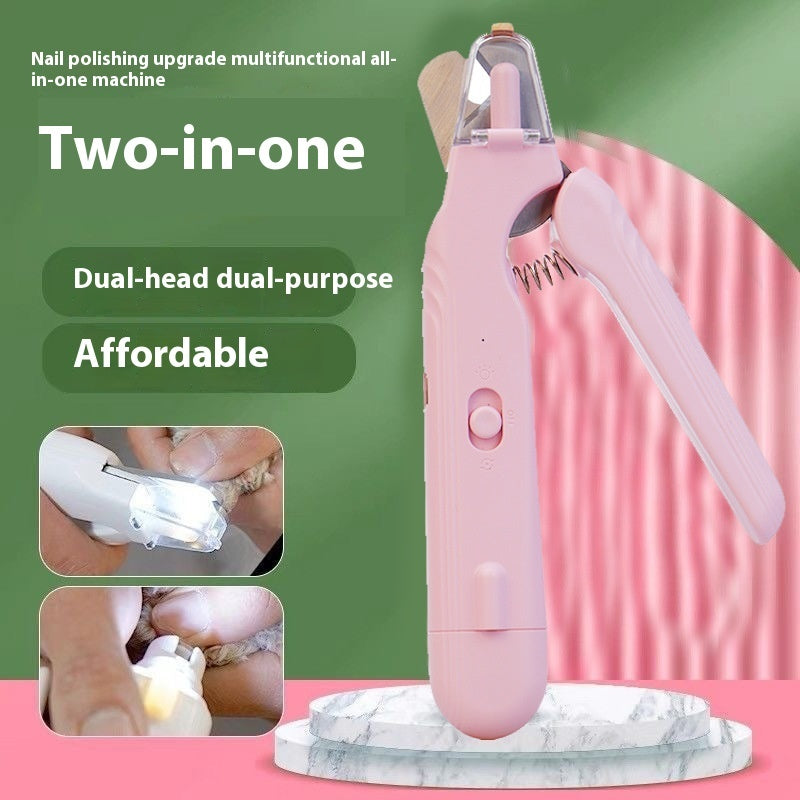 2-in-1 pet nail clipper with LED light