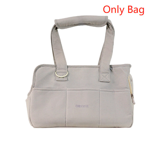 Beige nylon canvas pet carrier bag for small dogs