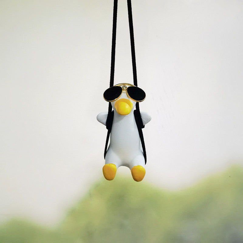Cute anime duck car rearview mirror hanging pendant ornament