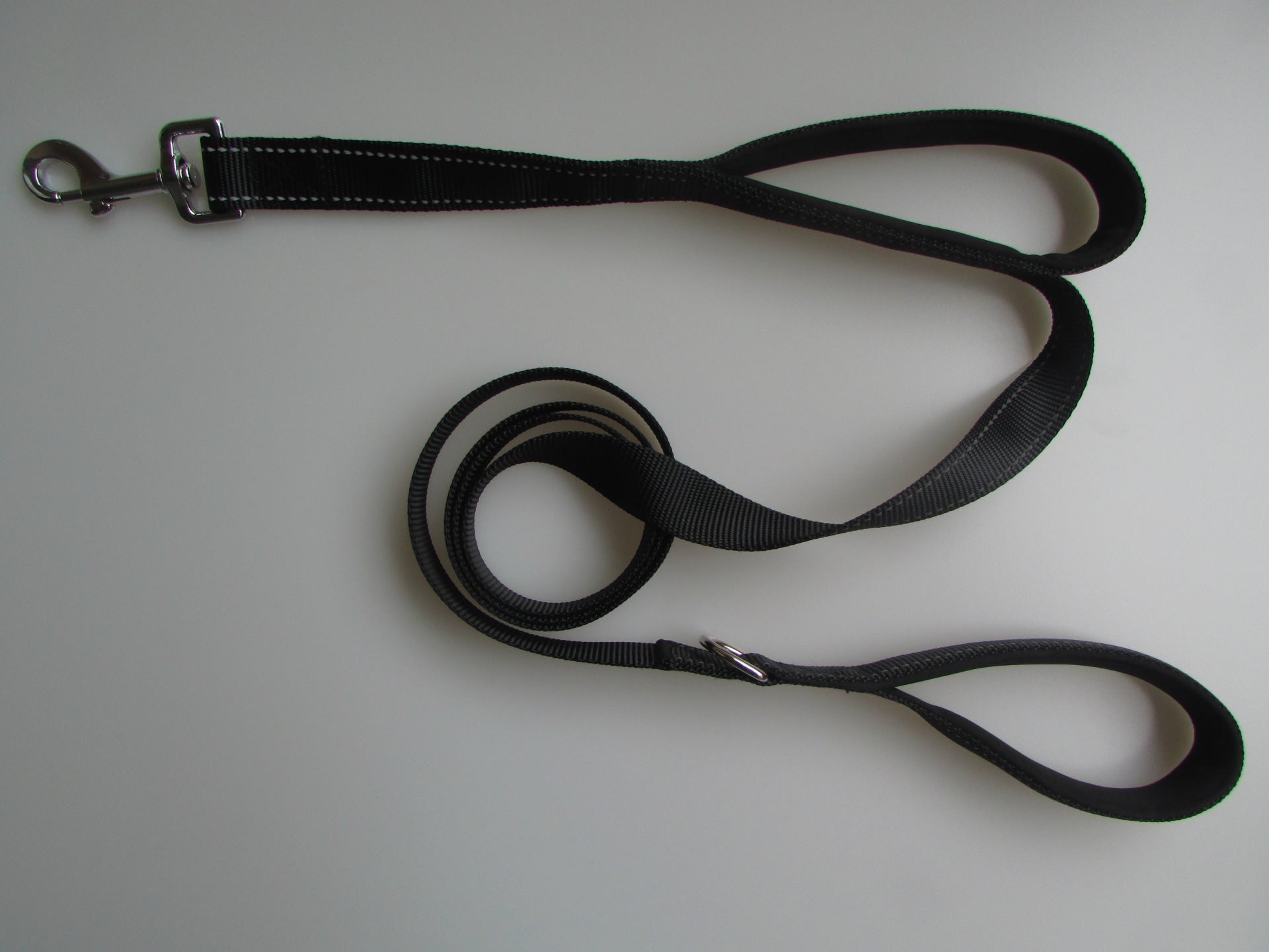 Double handle dog leash with reflective nylon
