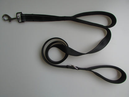Double handle dog leash with reflective nylon