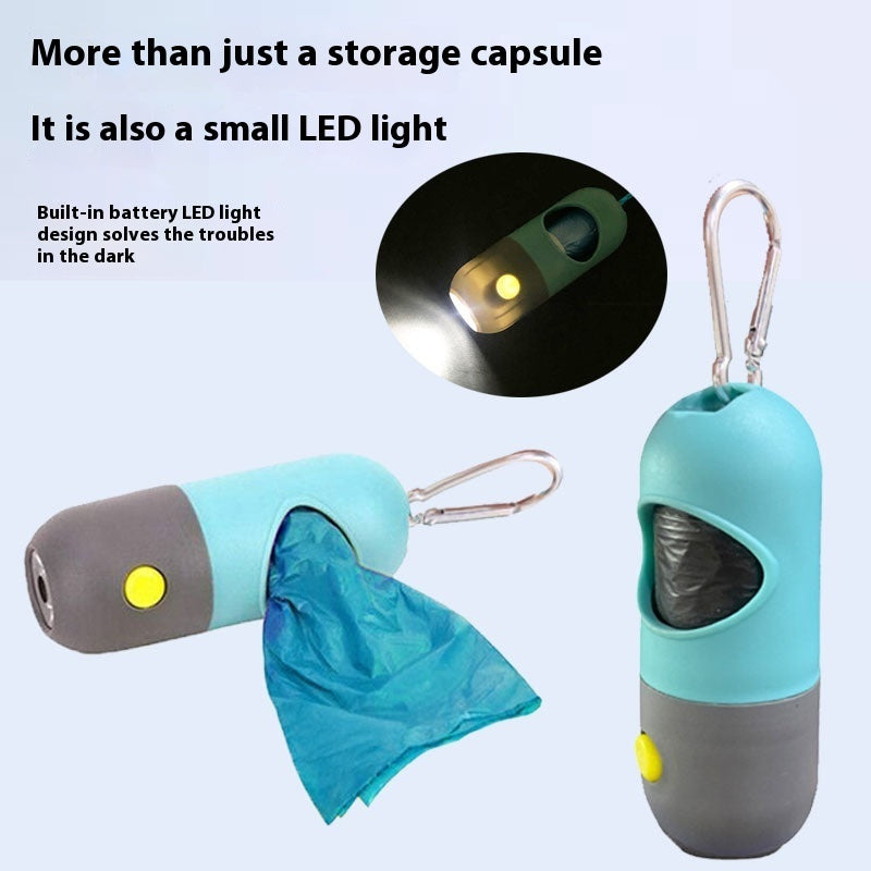 LED dog waste bag dispenser with poop scooper