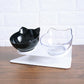 Elevated tilted cat bowl for food and water